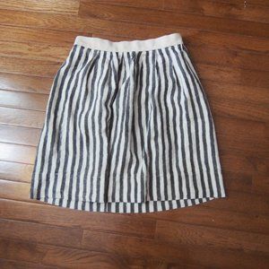 Ivory and Dark Gray Striped Loft Skirt
